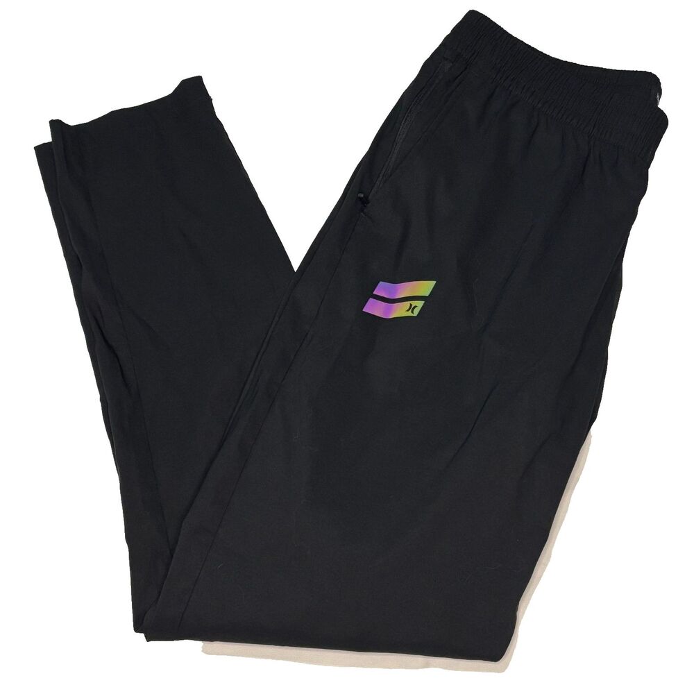 Men's Hurley Black Sweatpants Outsider Straight Fit Lightweight Jogger Large L